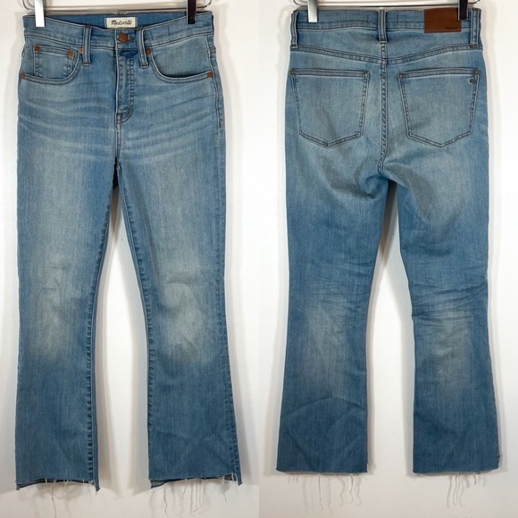 Madewell Denim - Madewell Cali Demi-Boot Jeans raw hem high waist blue jeans size 25